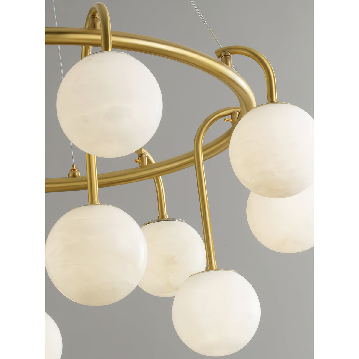 Maytoni Chandelier - Retro-Chic Brass & Spherical Alabaster Cloud Pendant