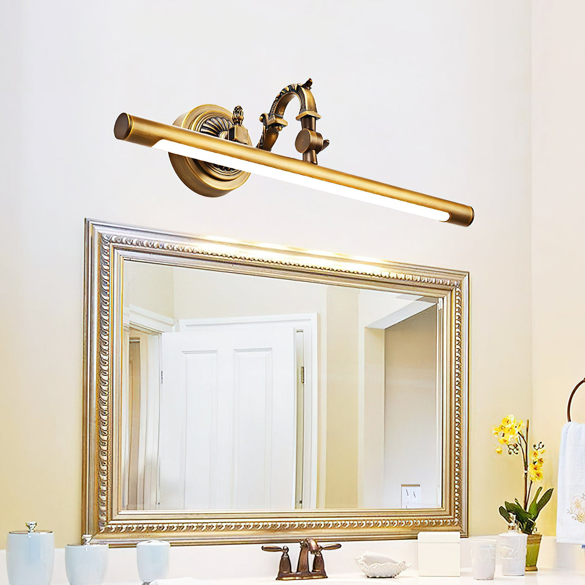 Maytoni Oculus Wall Lamp - Antique Brass Linear LED Vanity Sconce