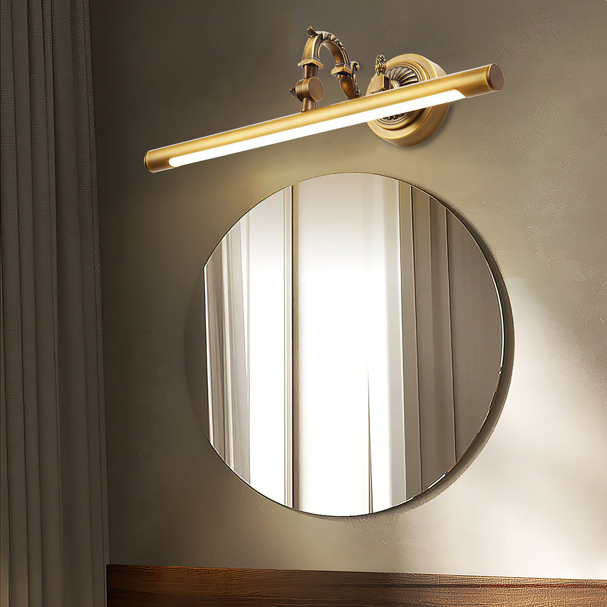 Maytoni Oculus Wall Lamp - Antique Brass Linear LED Vanity Sconce