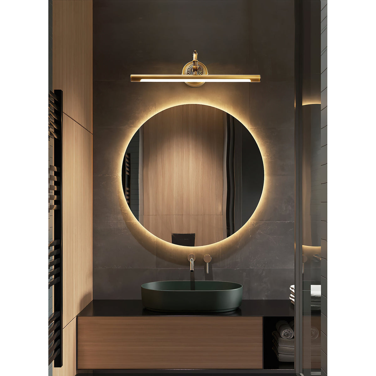 Maytoni Oculus Wall Lamp - Antique Brass Linear LED Vanity Sconce
