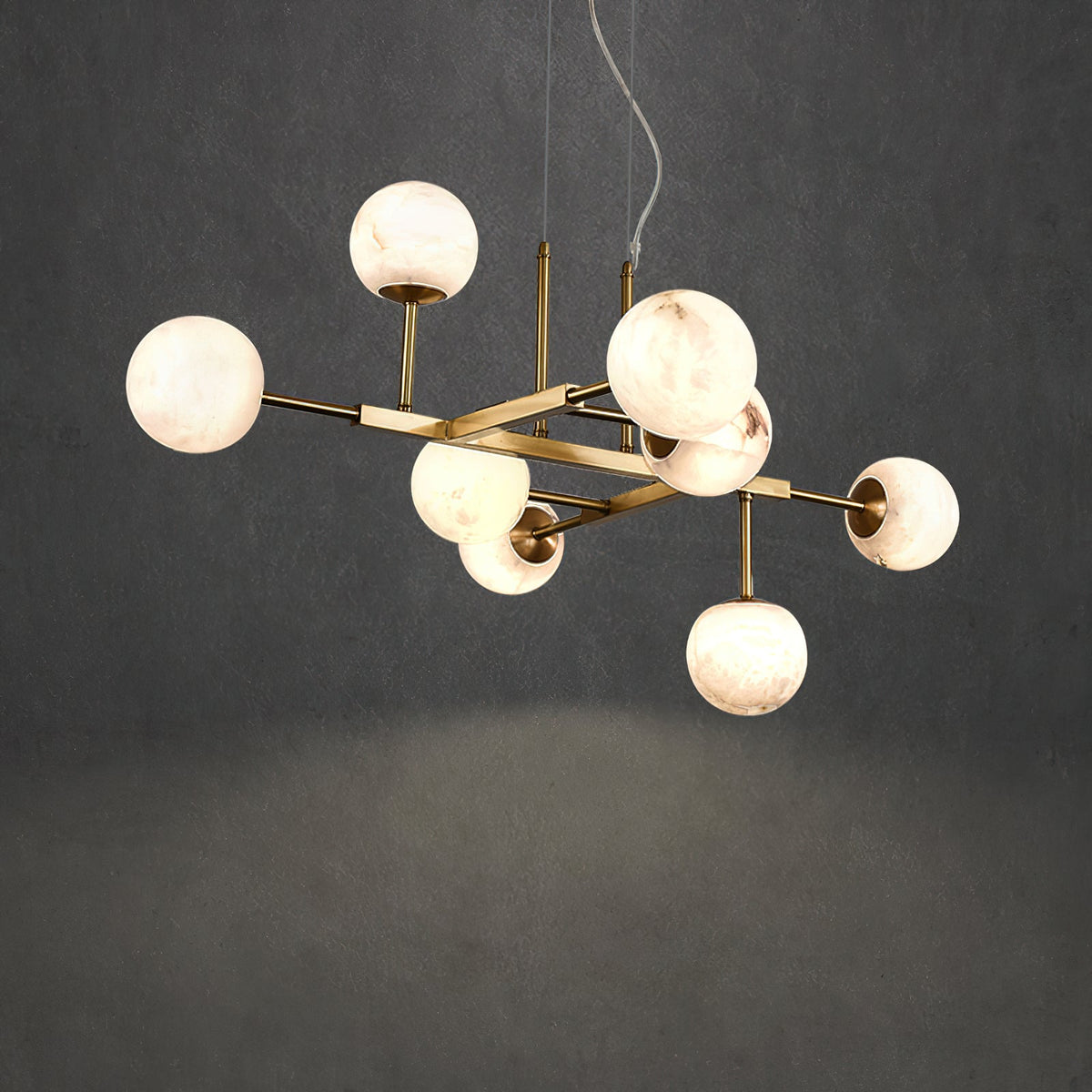 Maytoni Uva Alabaster Chandelier - Brass & Spanish Alabaster Linear Pendant