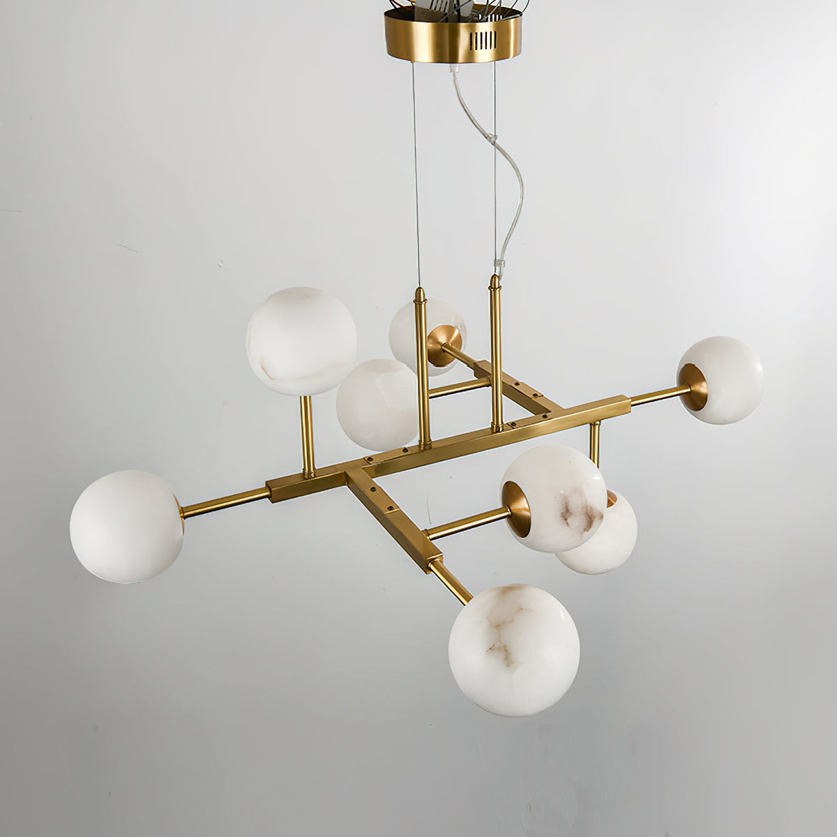 Maytoni Uva Alabaster Chandelier - Brass & Spanish Alabaster Linear Pendant