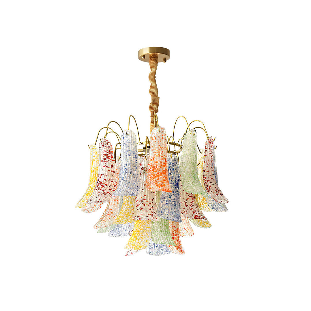 Mazzega Murano Glass Chandelier - Textured Art Glass Tiered Pendant