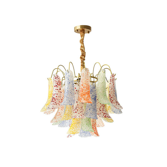 Mazzega Murano Glass Chandelier - Textured Art Glass Tiered Pendant
