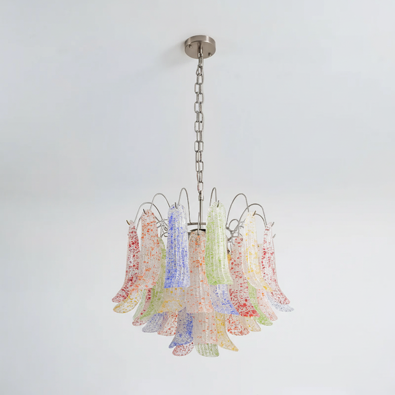 Mazzega Murano Glass Chandelier - Textured Art Glass Tiered Pendant
