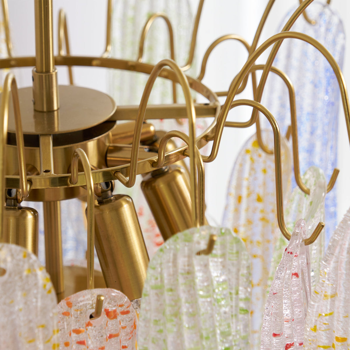 Mazzega Murano Glass Chandelier - Textured Art Glass Tiered Pendant
