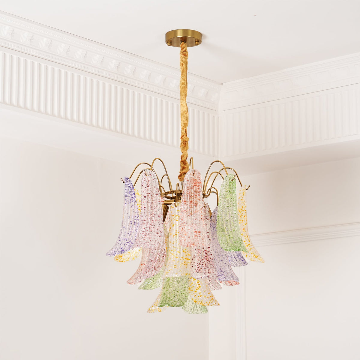 Mazzega Murano Glass Chandelier - Textured Art Glass Tiered Pendant