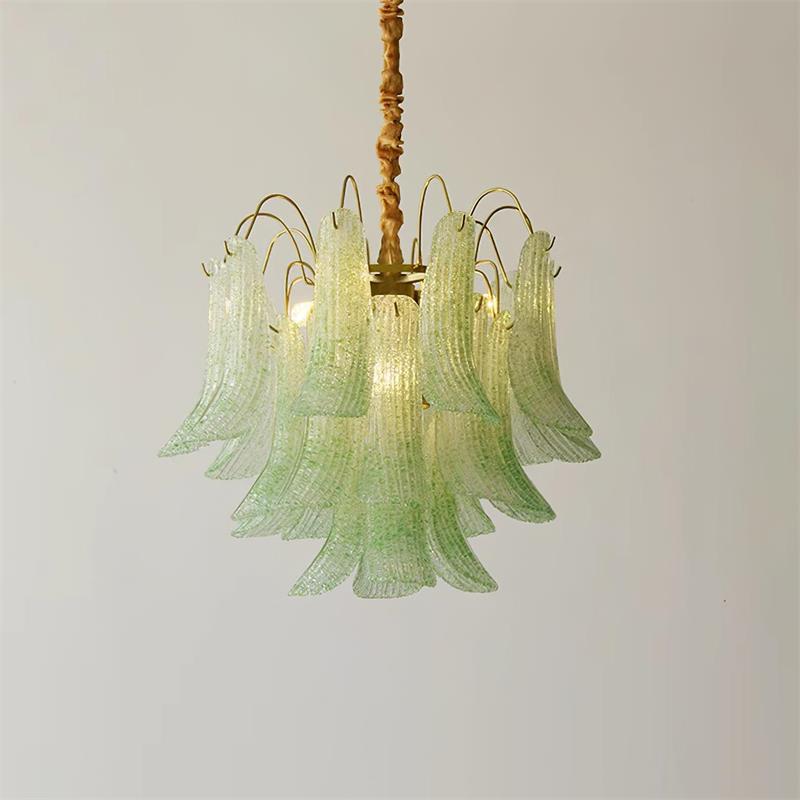 Mazzega Murano Glass Chandelier - Textured Art Glass Tiered Pendant