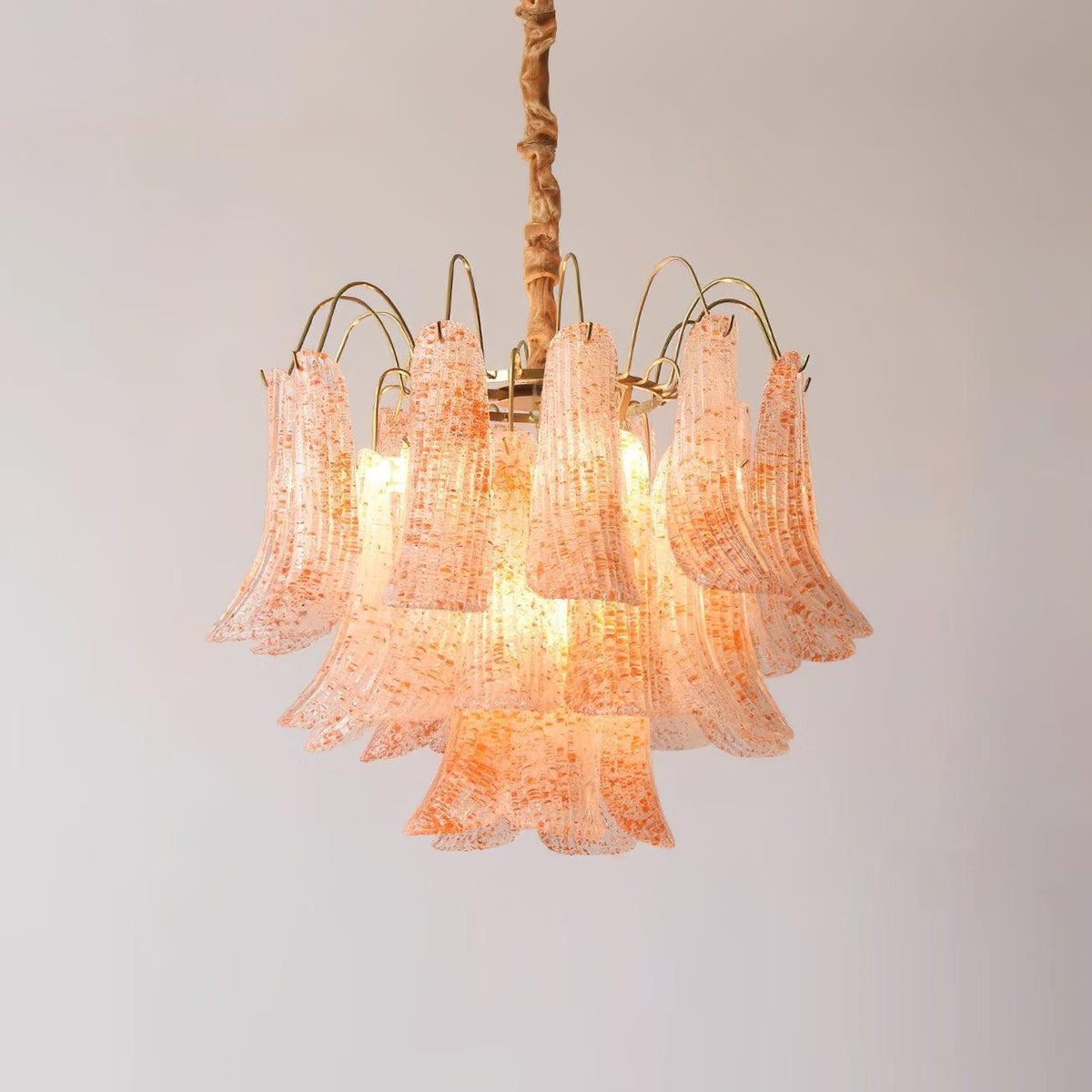Mazzega Murano Glass Chandelier - Textured Art Glass Tiered Pendant