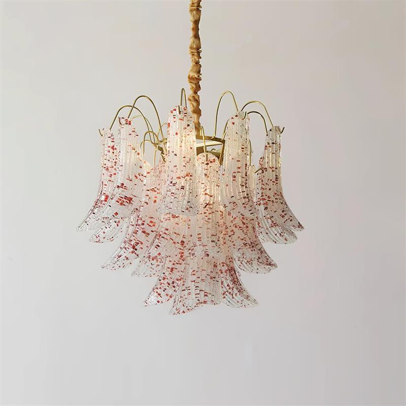 Mazzega Murano Glass Chandelier - Textured Art Glass Tiered Pendant