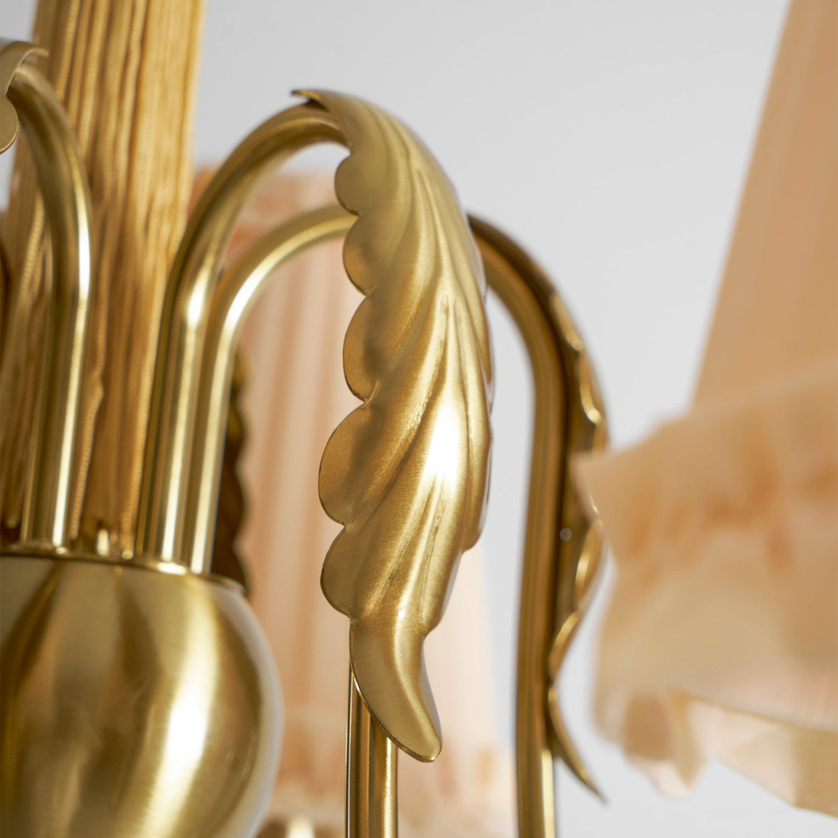 Mcveigh Chandelier - Vintage Gold Brass & Fabric Shade Pendant