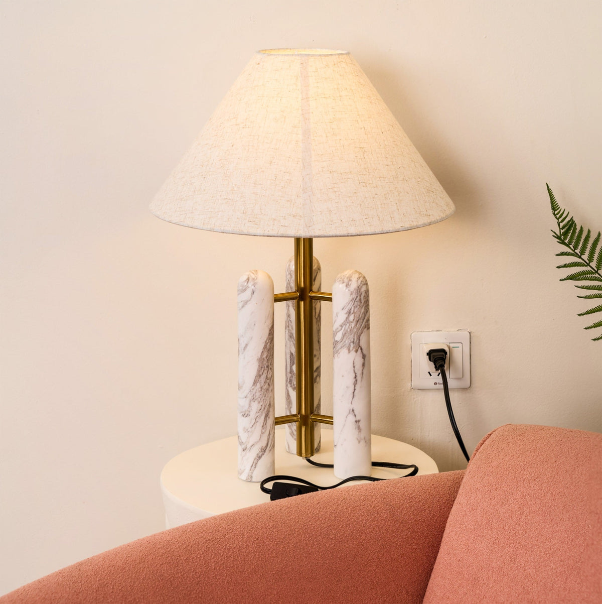 Medici Table Lamp - Italian Marble Pillar Base Accent Light