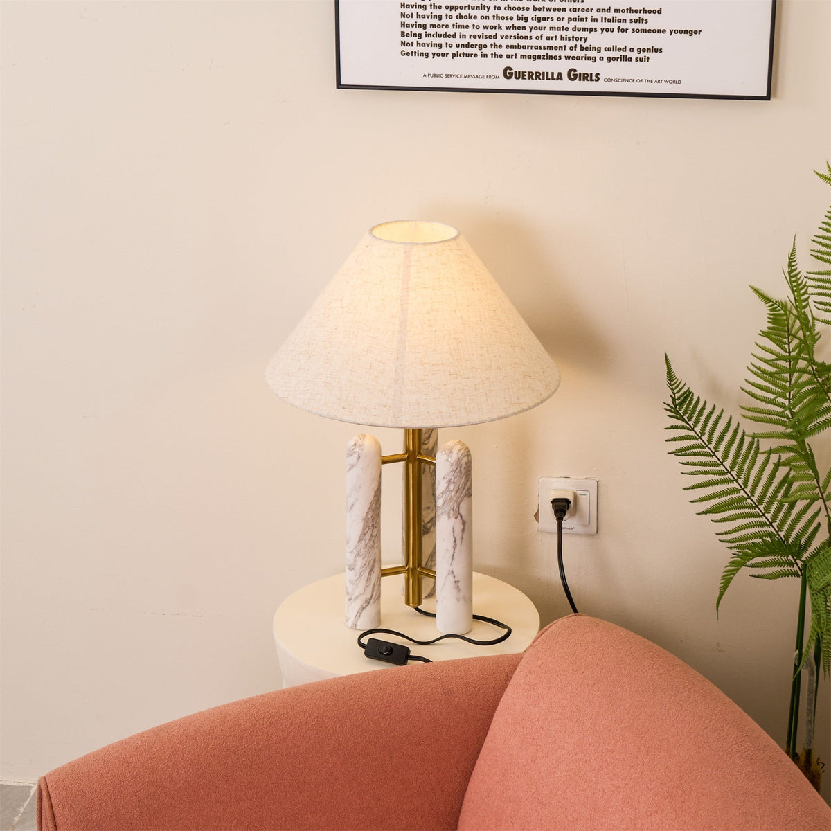 Medici Table Lamp - Italian Marble Pillar Base Accent Light
