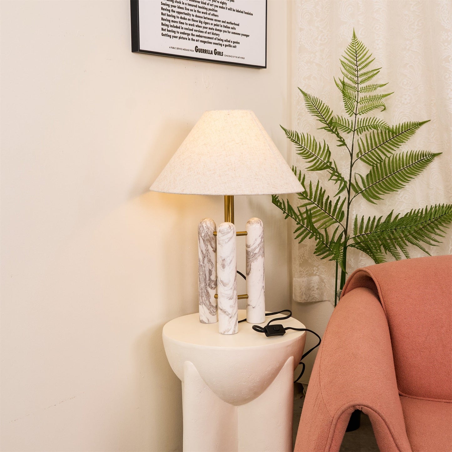 Medici Table Lamp - Italian Marble Pillar Base Accent Light