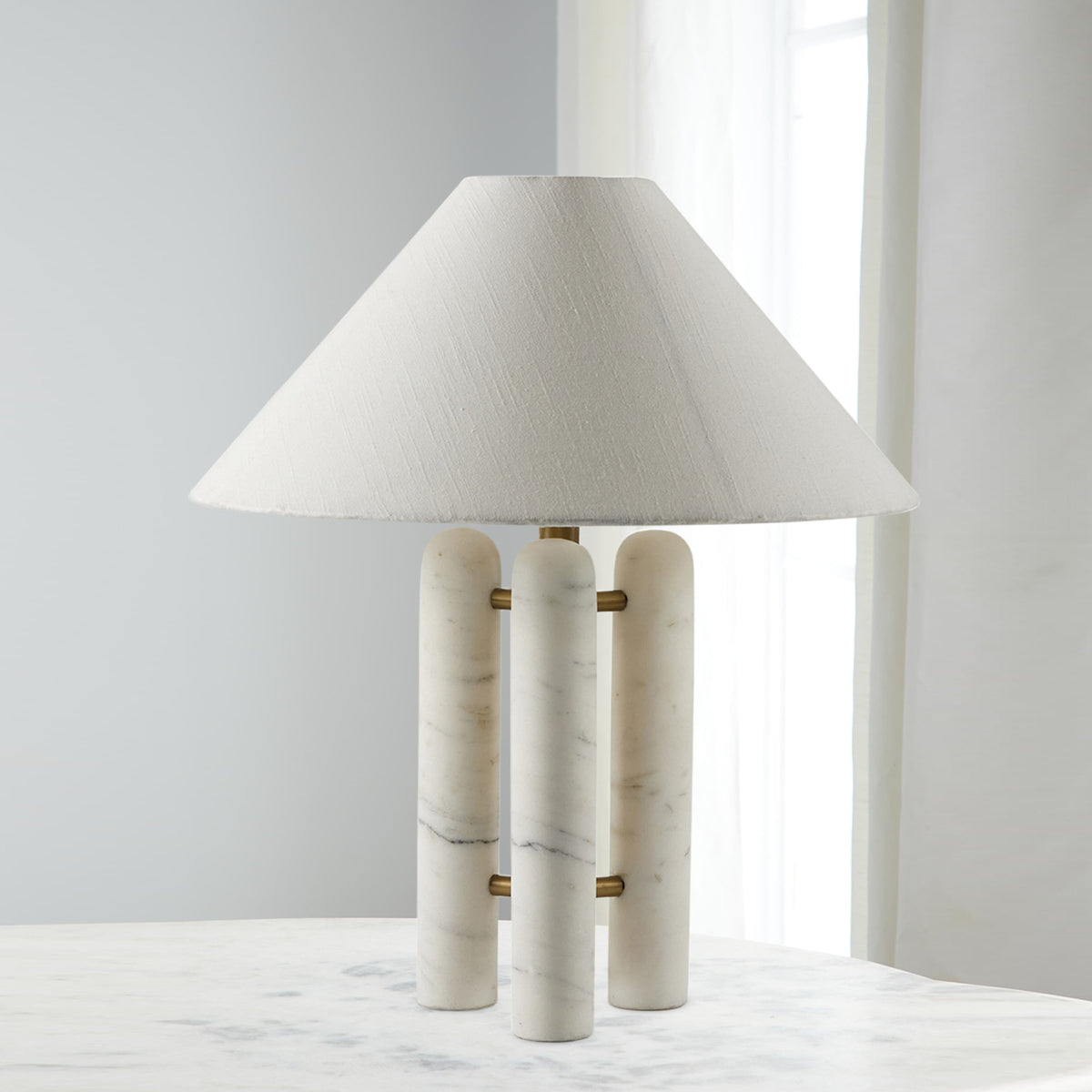 Medici Table Lamp - Italian Marble Pillar Base Accent Light