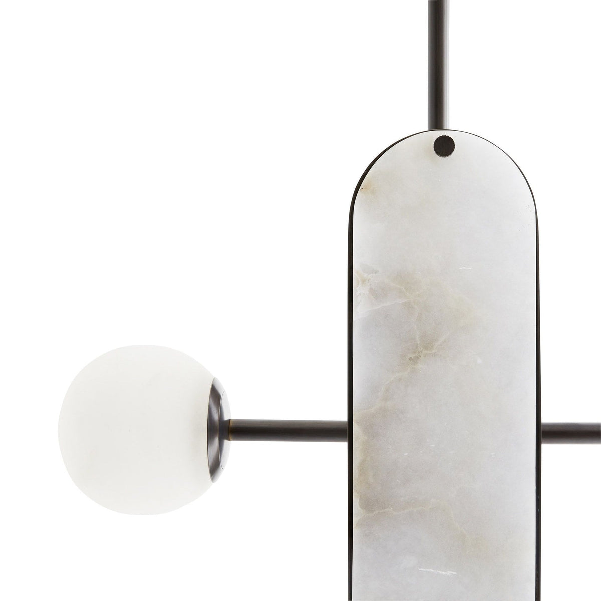 Megalith Alabaster Pendant Lamp - Black Iron & Translucent Stone LED Light