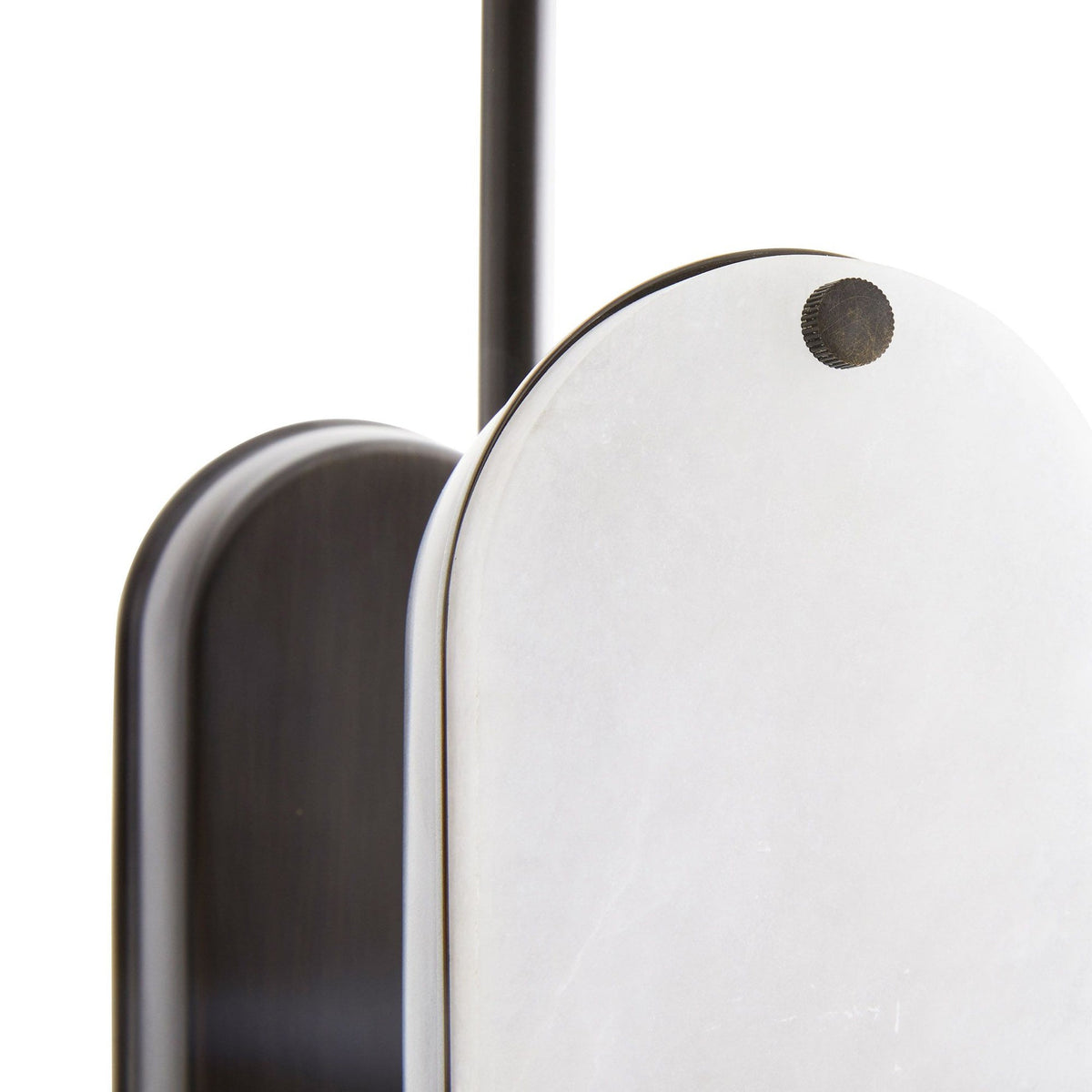 Megalith Alabaster Pendant Lamp - Black Iron & Translucent Stone LED Light