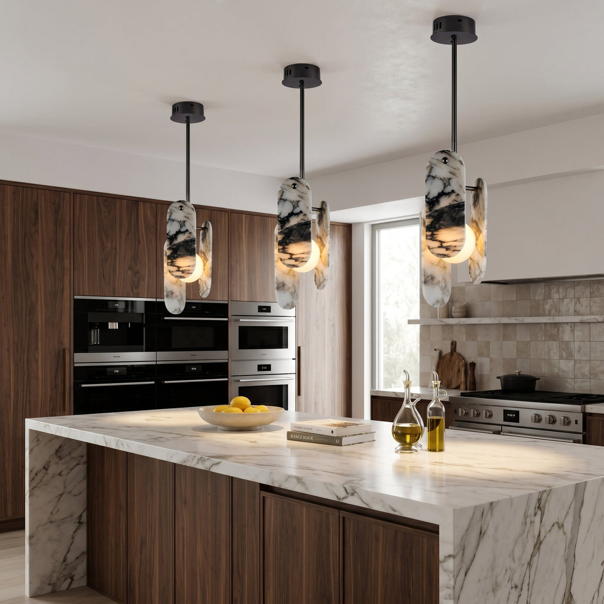Megalith Marble Pendant Lamp - Bulgari Marble Elliptical LED Light