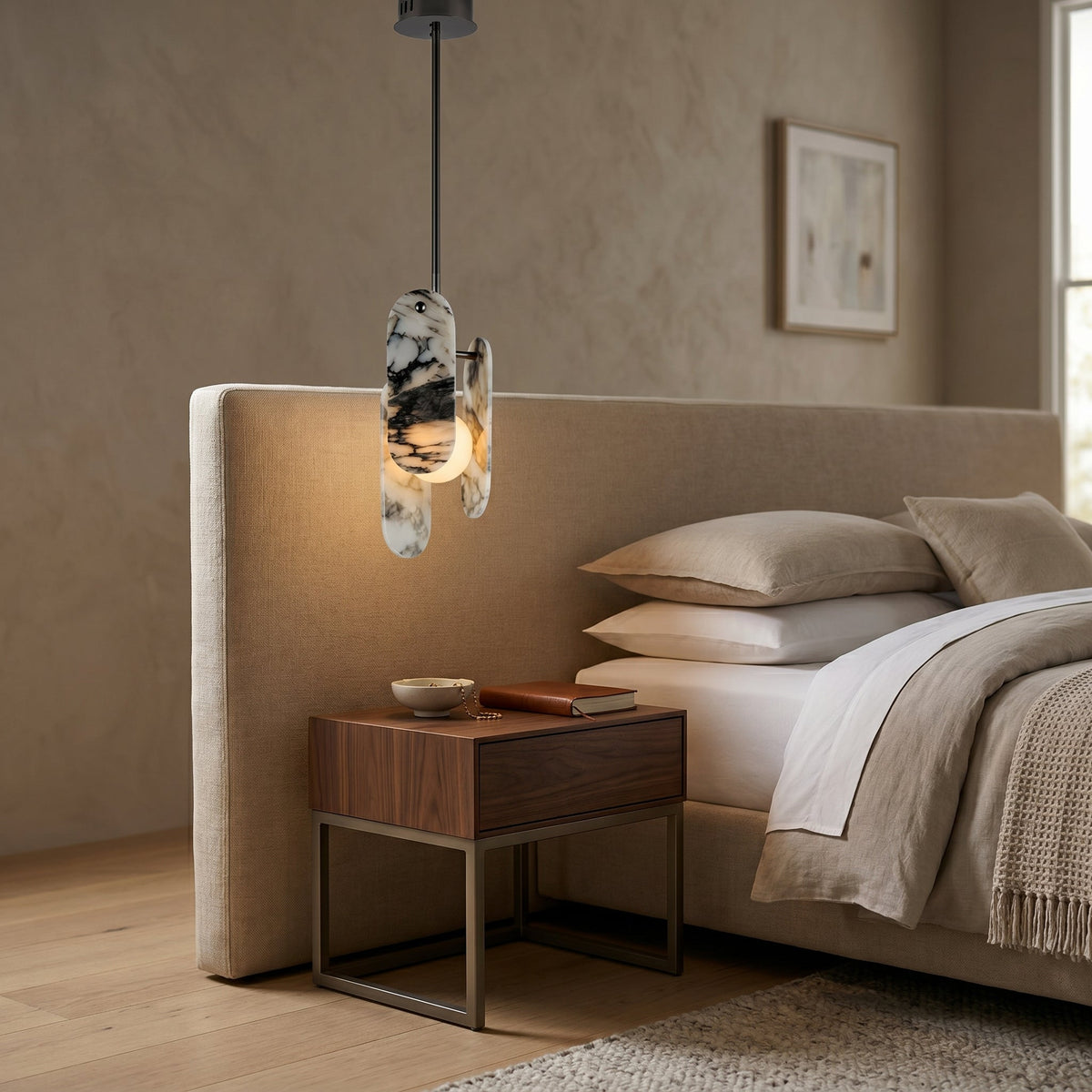 Megalith Marble Pendant Lamp - Bulgari Marble Elliptical LED Light