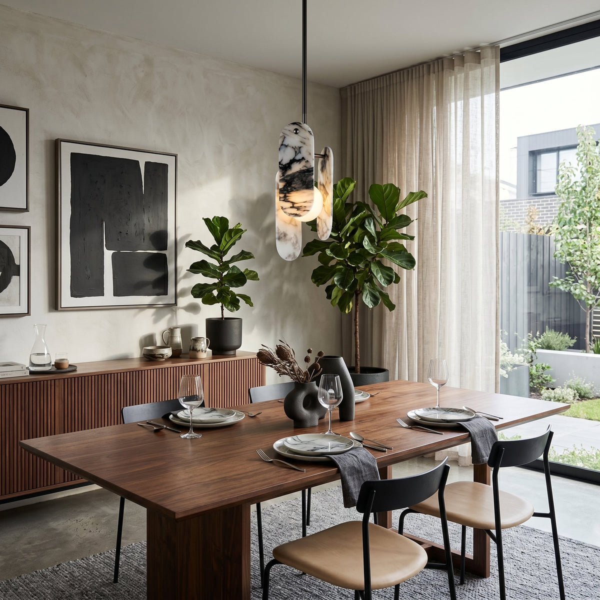 Megalith Marble Pendant Lamp - Bulgari Marble Elliptical LED Light