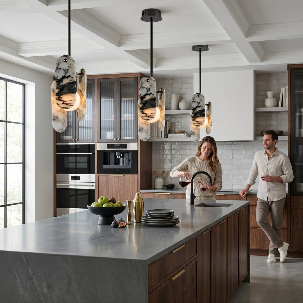 Megalith Marble Pendant Lamp - Bulgari Marble Elliptical LED Light