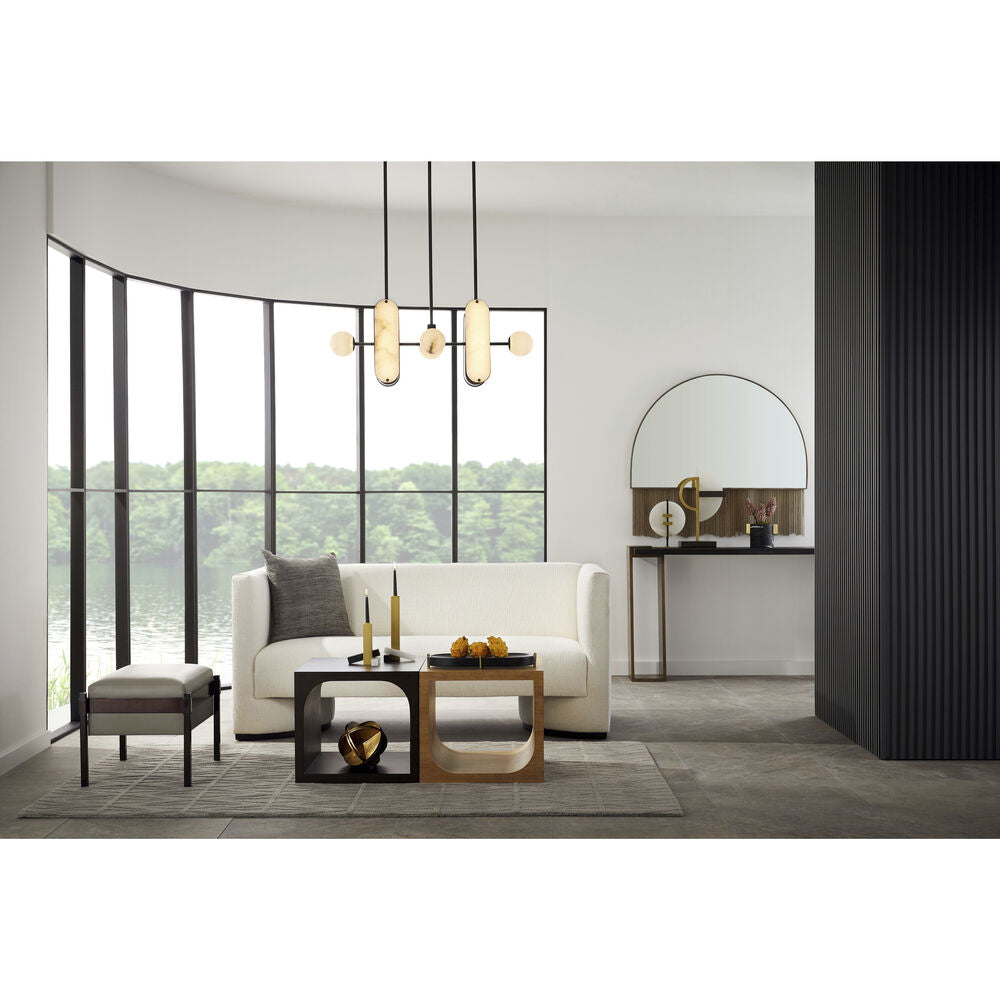 Megalith Alabaster Pendant Lamp - Black Iron & Translucent Stone LED Light