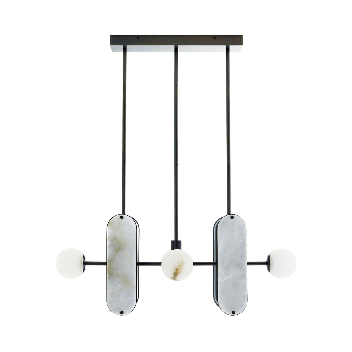 Megalith Alabaster Pendant Lamp - Black Iron & Translucent Stone LED Light