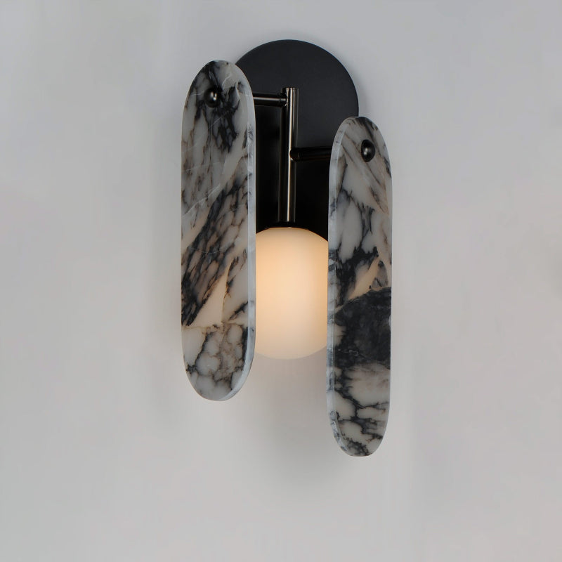 Megalith Wall Lamp - Sculptural Bulgari Marble & Glass Globe Sconce