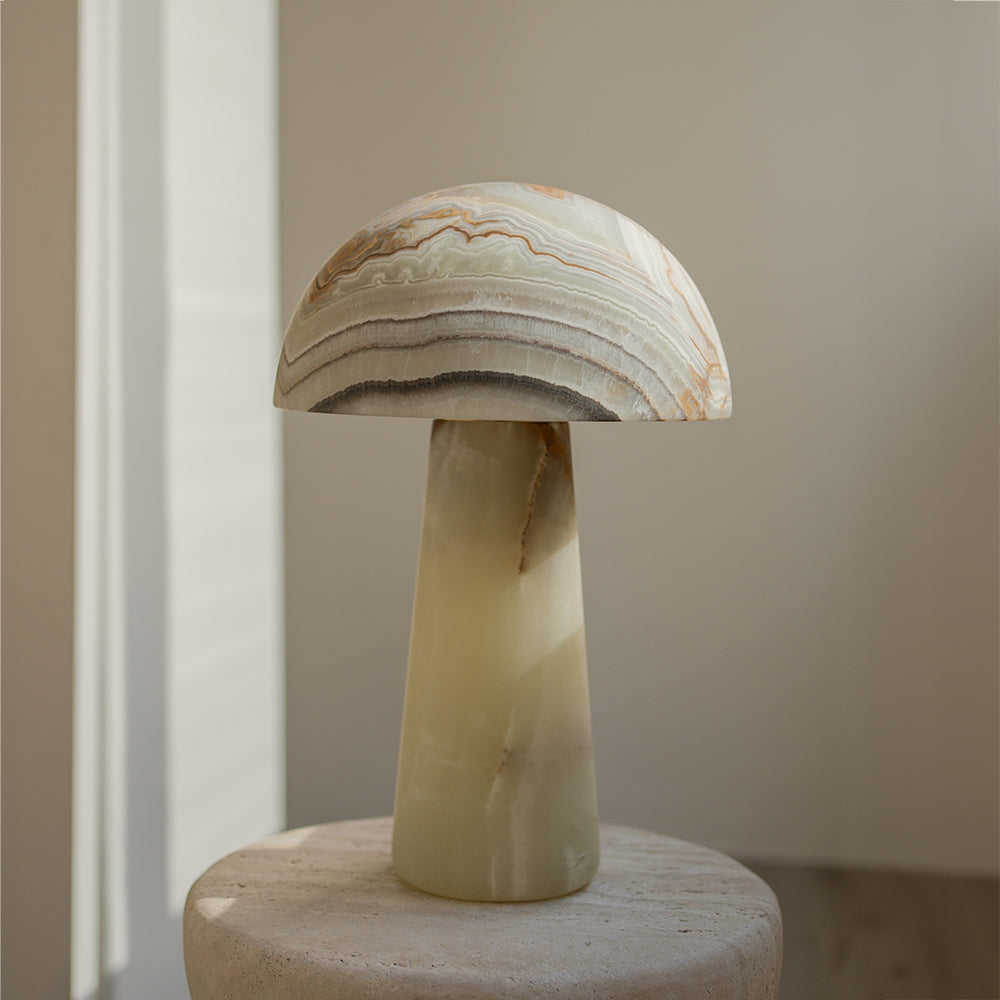 Menta Table Lamp - Sculptural Cyan Jade Stone LED Accent Light