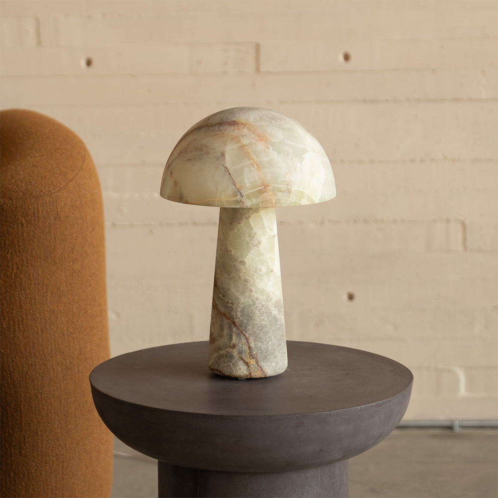 Menta Table Lamp - Sculptural Cyan Jade Stone LED Accent Light