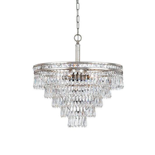 Mercer Chandelier - Faceted K9 Crystal & Sculpted Floral Metal Pendant
