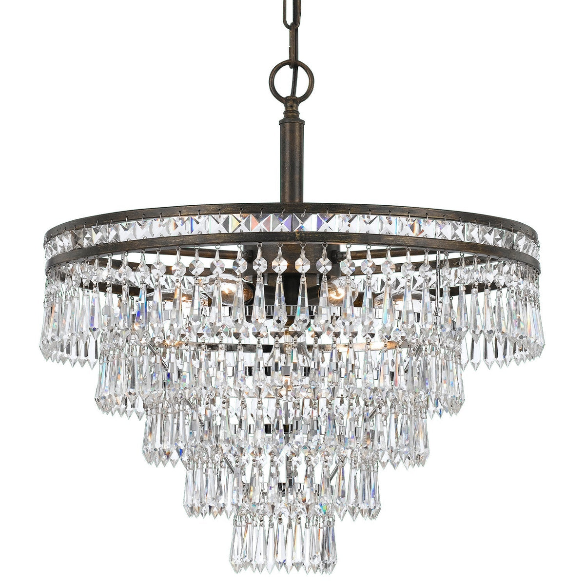 Mercer Chandelier - Faceted K9 Crystal & Sculpted Floral Metal Pendant