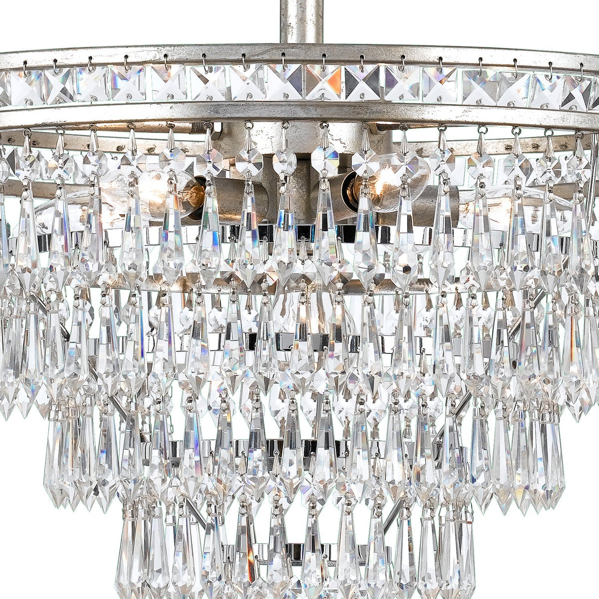 Mercer Chandelier - Faceted K9 Crystal & Sculpted Floral Metal Pendant