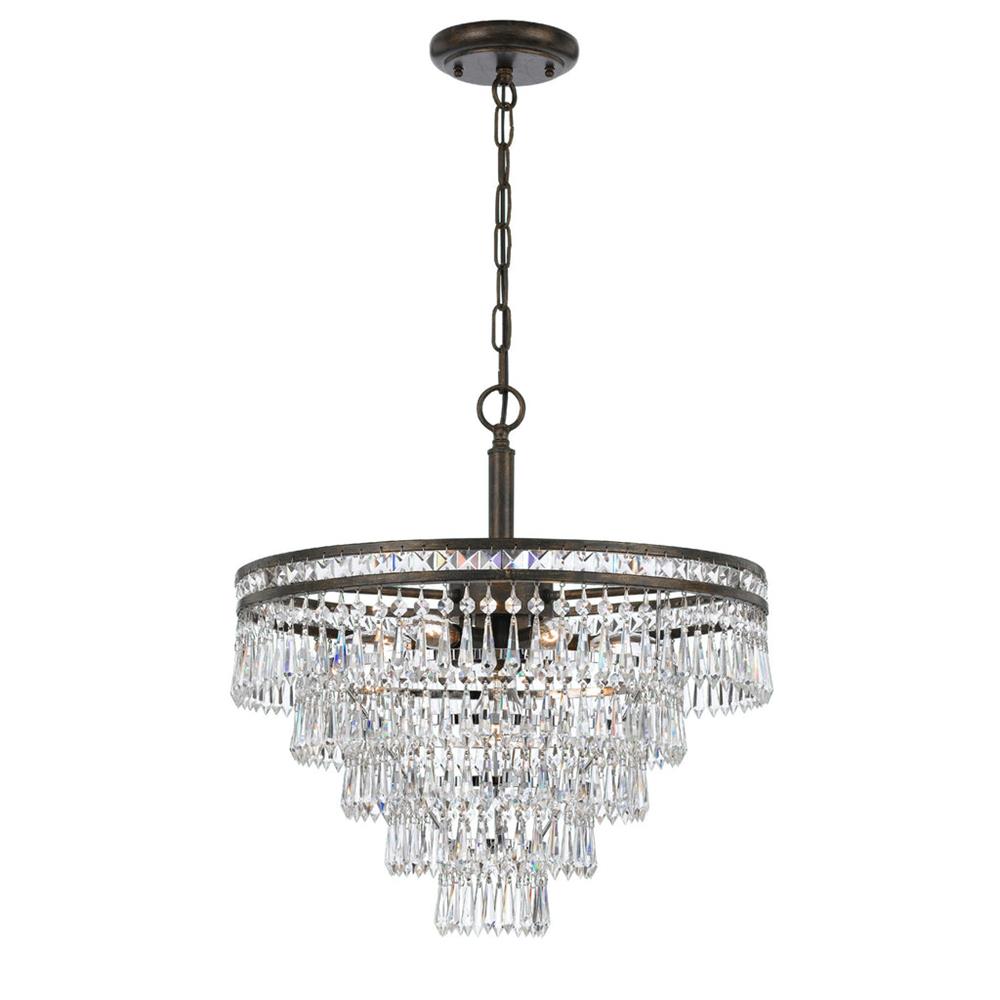Mercer Chandelier - Faceted K9 Crystal & Sculpted Floral Metal Pendant