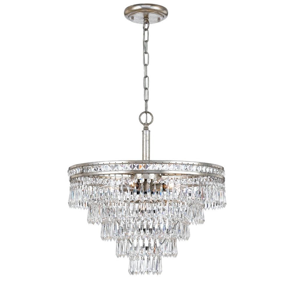 Mercer Chandelier - Faceted K9 Crystal & Sculpted Floral Metal Pendant