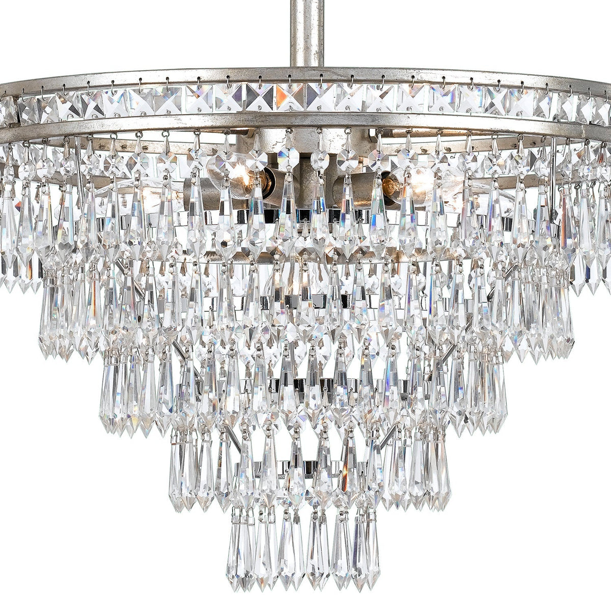 Mercer Chandelier - Faceted K9 Crystal & Sculpted Floral Metal Pendant