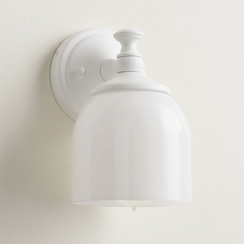 Chart Short Arm Sconce - Nautical Brass Bathroom Vanity Light with Milk Glass