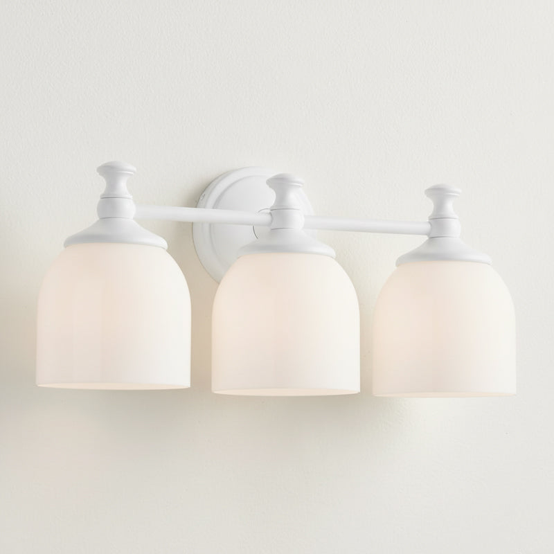 Chart Short Arm Sconce - Nautical Brass Bathroom Vanity Light with Milk Glass