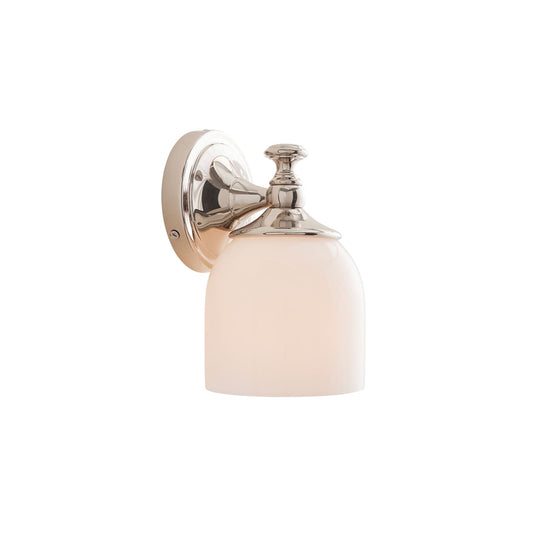 Chart Short Arm Sconce - Nautical Brass Bathroom Vanity Light with Milk Glass