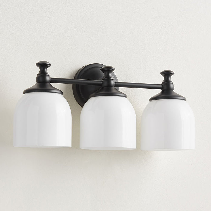 Chart Short Arm Sconce - Nautical Brass Bathroom Vanity Light with Milk Glass