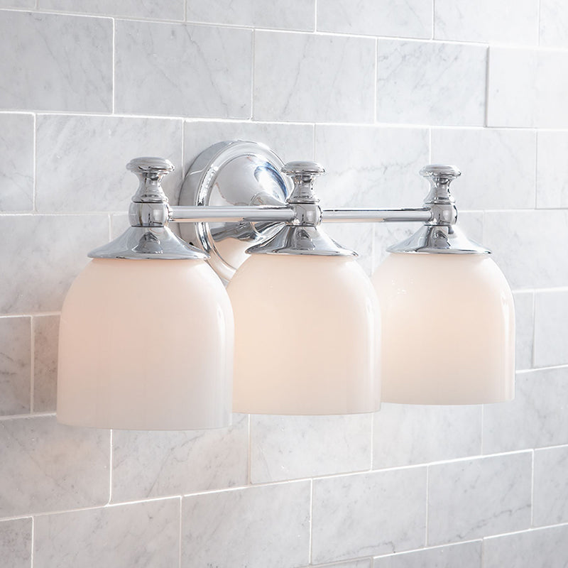 Chart Short Arm Sconce - Nautical Brass Bathroom Vanity Light with Milk Glass
