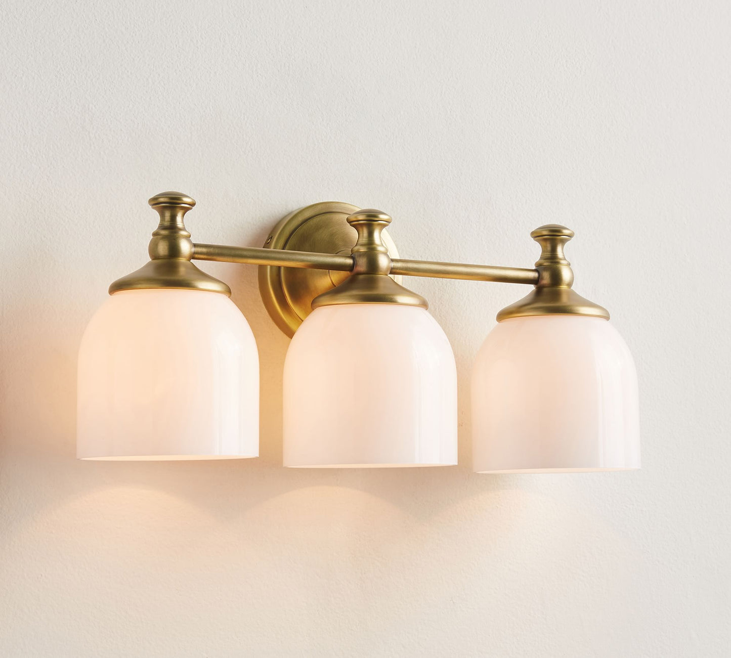 Chart Short Arm Sconce - Nautical Brass Bathroom Vanity Light with Milk Glass