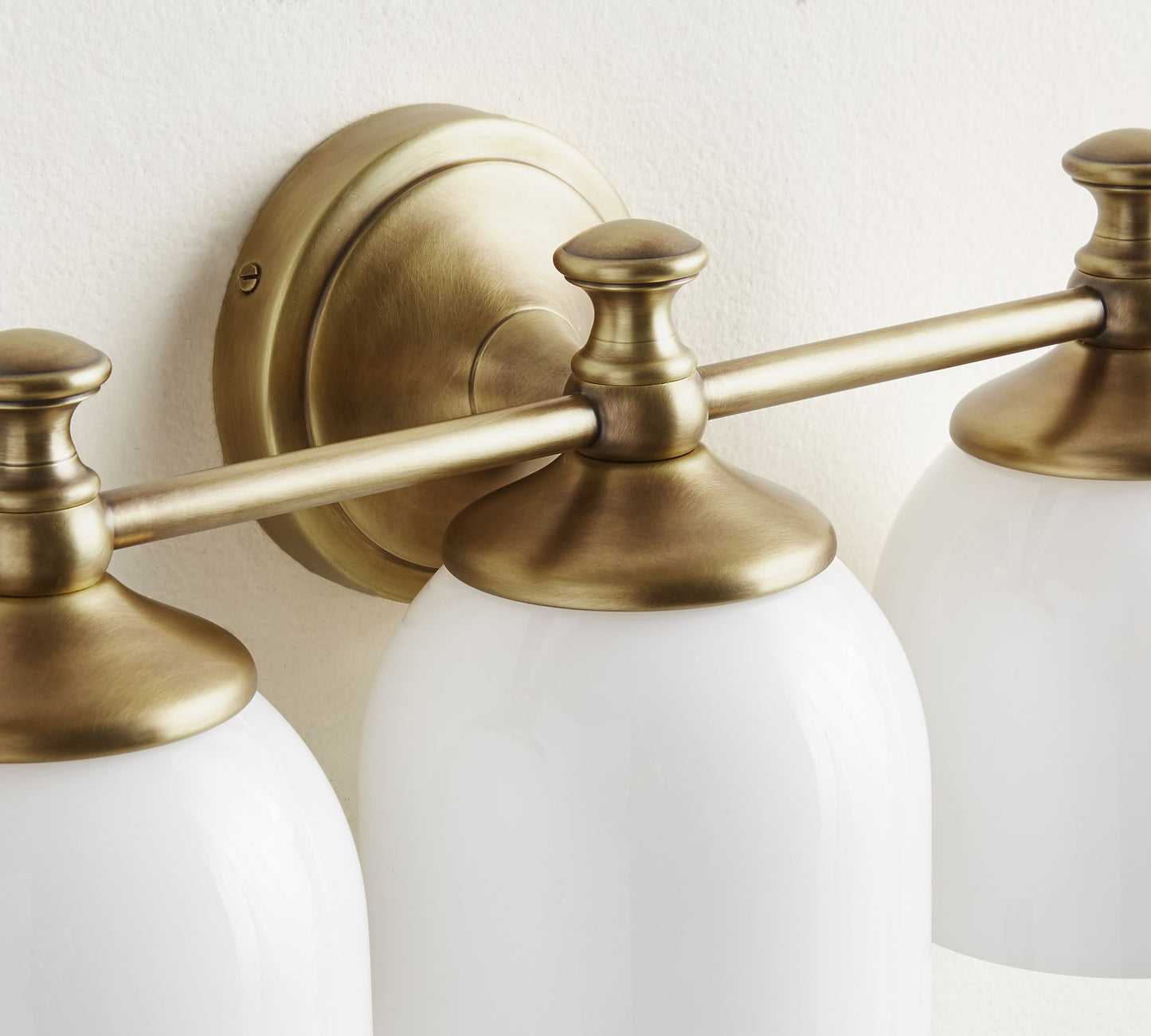 Chart Short Arm Sconce - Nautical Brass Bathroom Vanity Light with Milk Glass