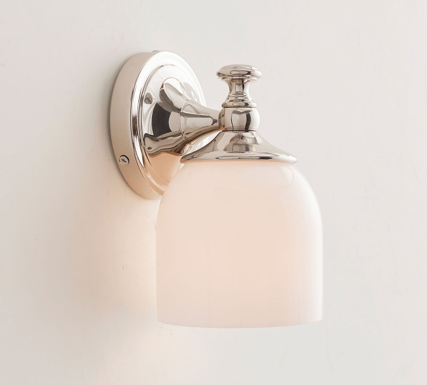 Chart Short Arm Sconce - Nautical Brass Bathroom Vanity Light with Milk Glass