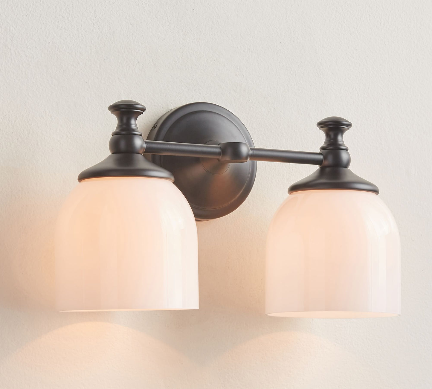Chart Short Arm Sconce - Nautical Brass Bathroom Vanity Light with Milk Glass