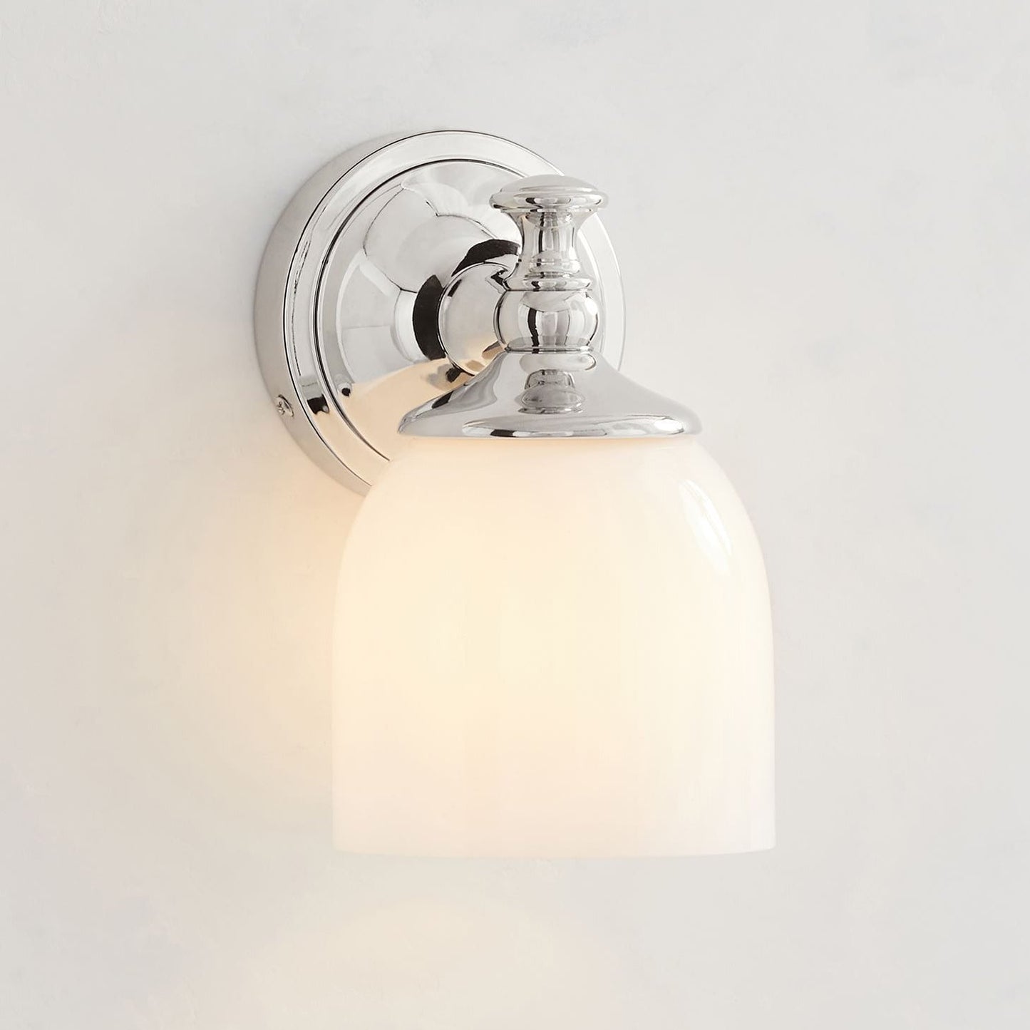 Chart Short Arm Sconce - Nautical Brass Bathroom Vanity Light with Milk Glass