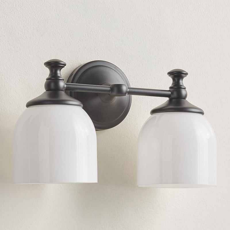 Chart Short Arm Sconce - Nautical Brass Bathroom Vanity Light with Milk Glass
