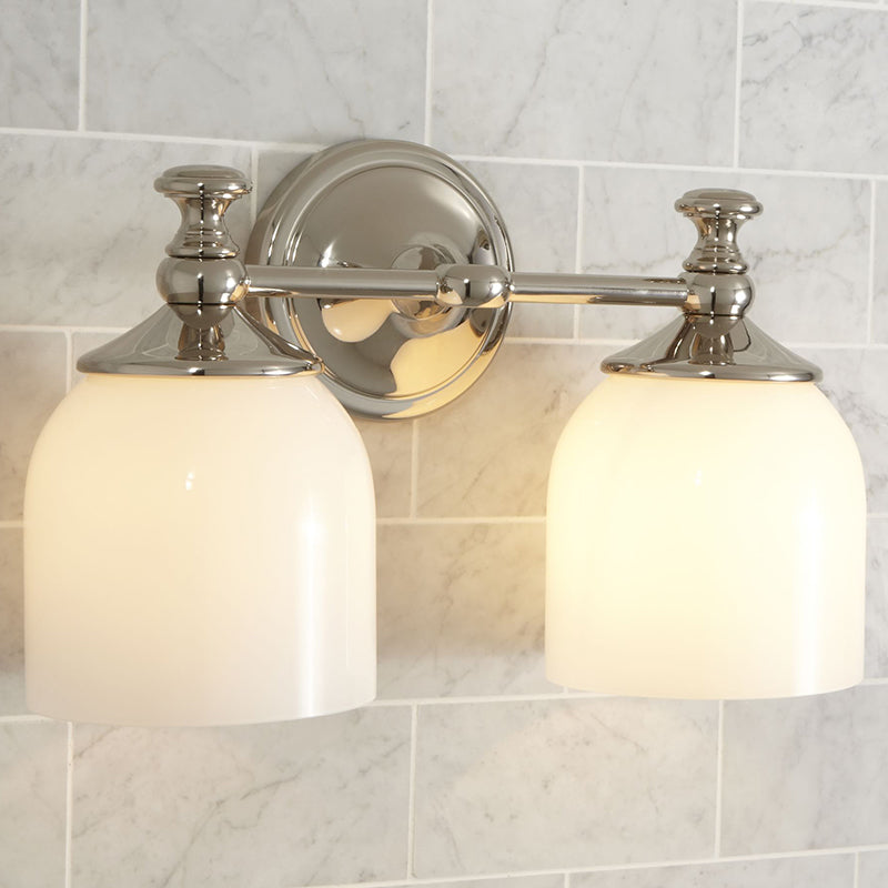 Chart Short Arm Sconce - Nautical Brass Bathroom Vanity Light with Milk Glass