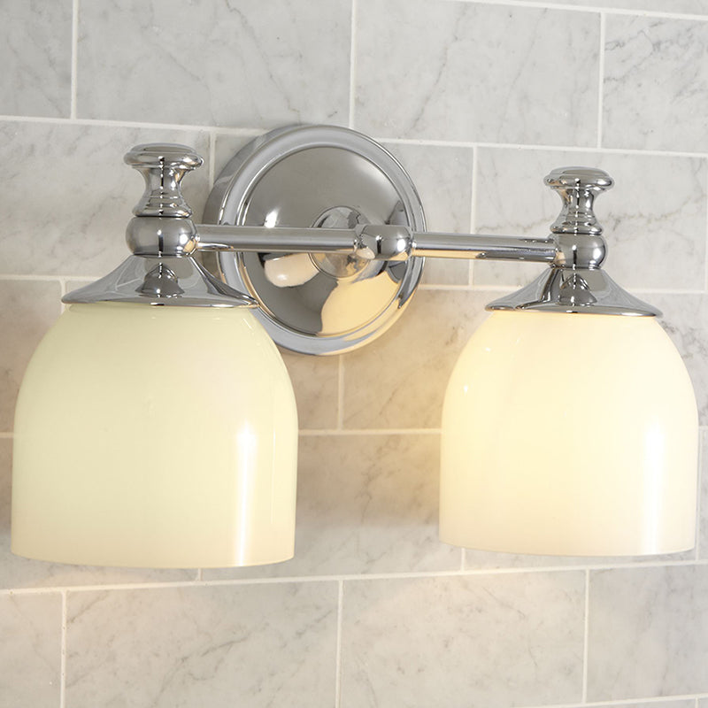 Chart Short Arm Sconce - Nautical Brass Bathroom Vanity Light with Milk Glass