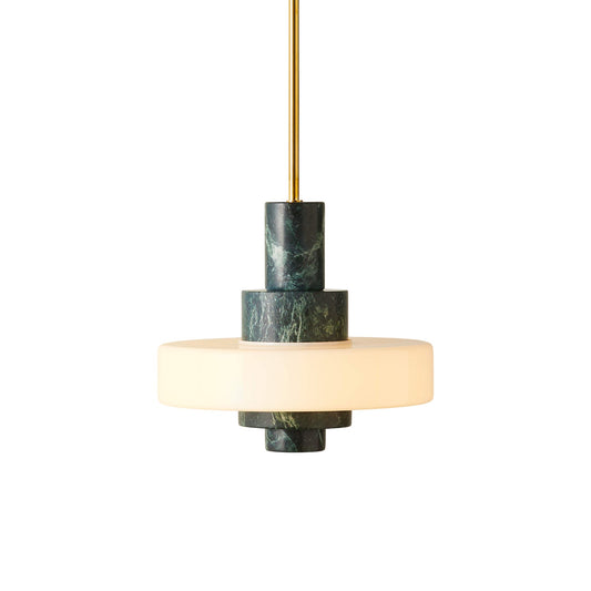 Mercury Green Marble Pendant Lamp - Hand-Carved Marble & Glass LED Light
